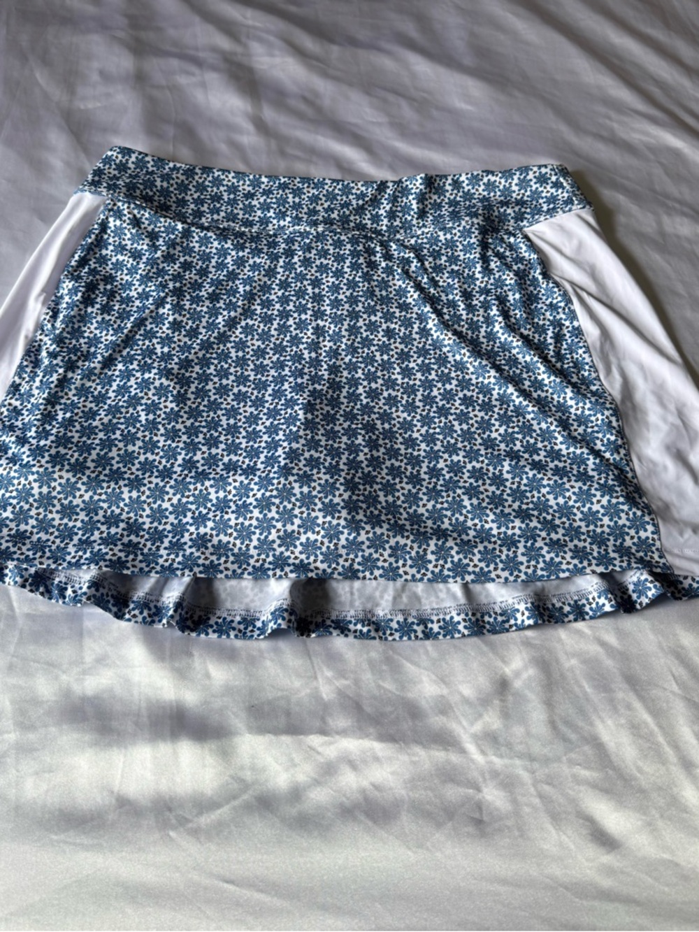 Greg Norman Collection Blue Floral Mini Skirt with White Side Panels